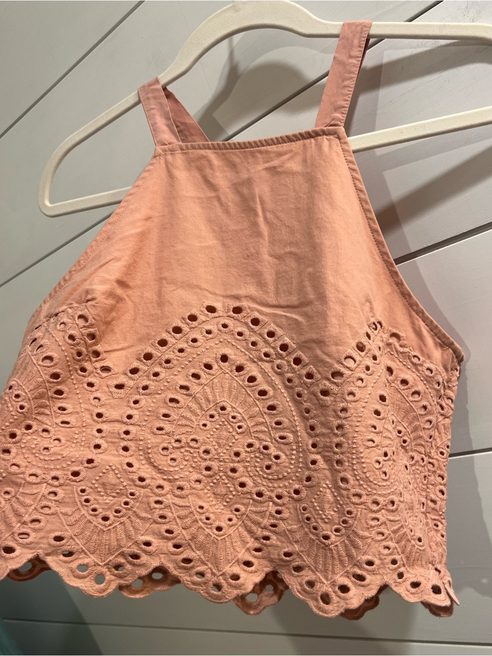 Abercrombie & Fitch Peach Eyelet Halter Crop